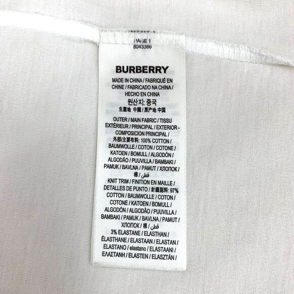 BURBERRY White Cotton T-Shirt With Nova Check Pocket Size M Classic Designer Cas - Picture 4 of 7
